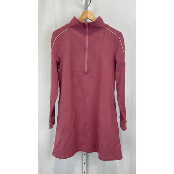 TITLE NINE Warm Up Sweatshirt Dress 1/2 Zip Funnel Neck Tunic Pink Size M - Picture 11 of 11